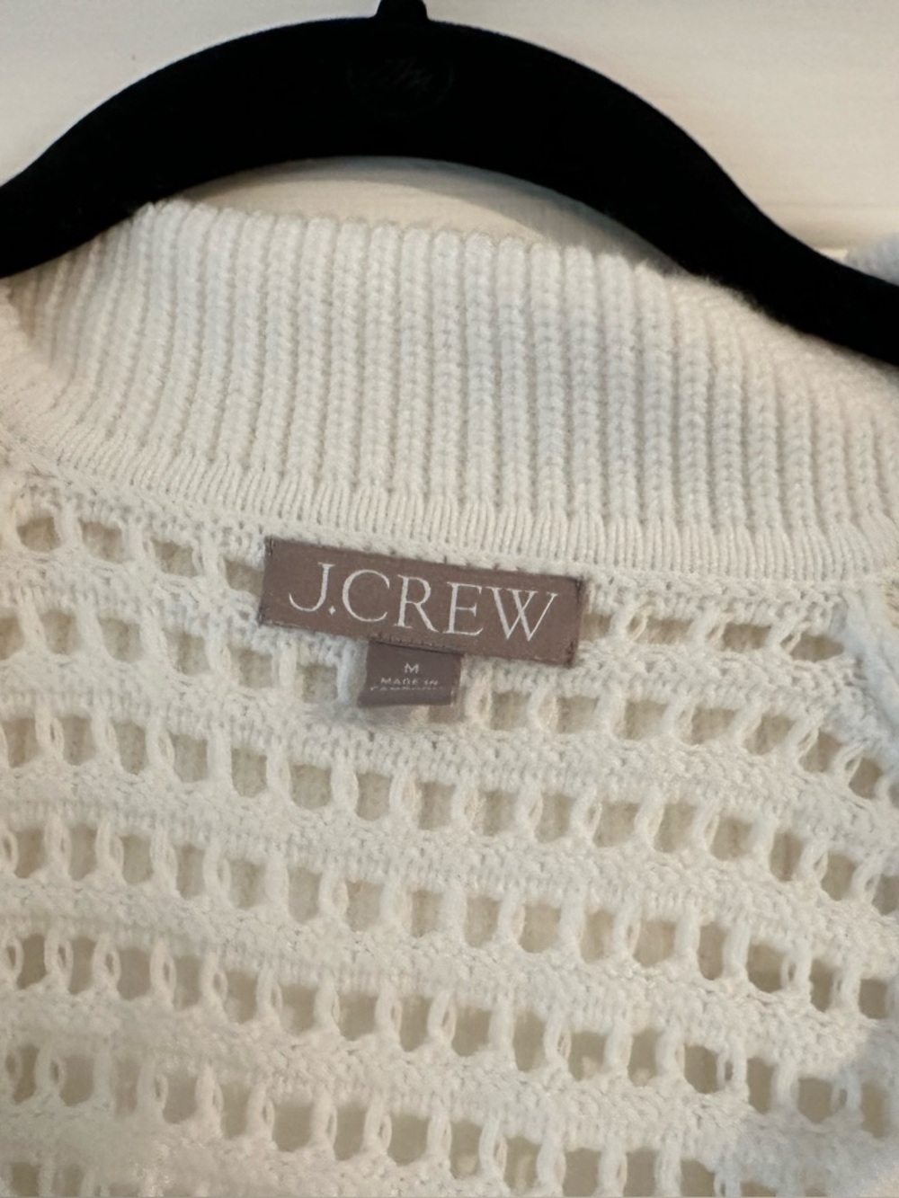 J. Crew White Open-Weave V-Neck Sailor Collared Sweater. - Picture 5 of 5